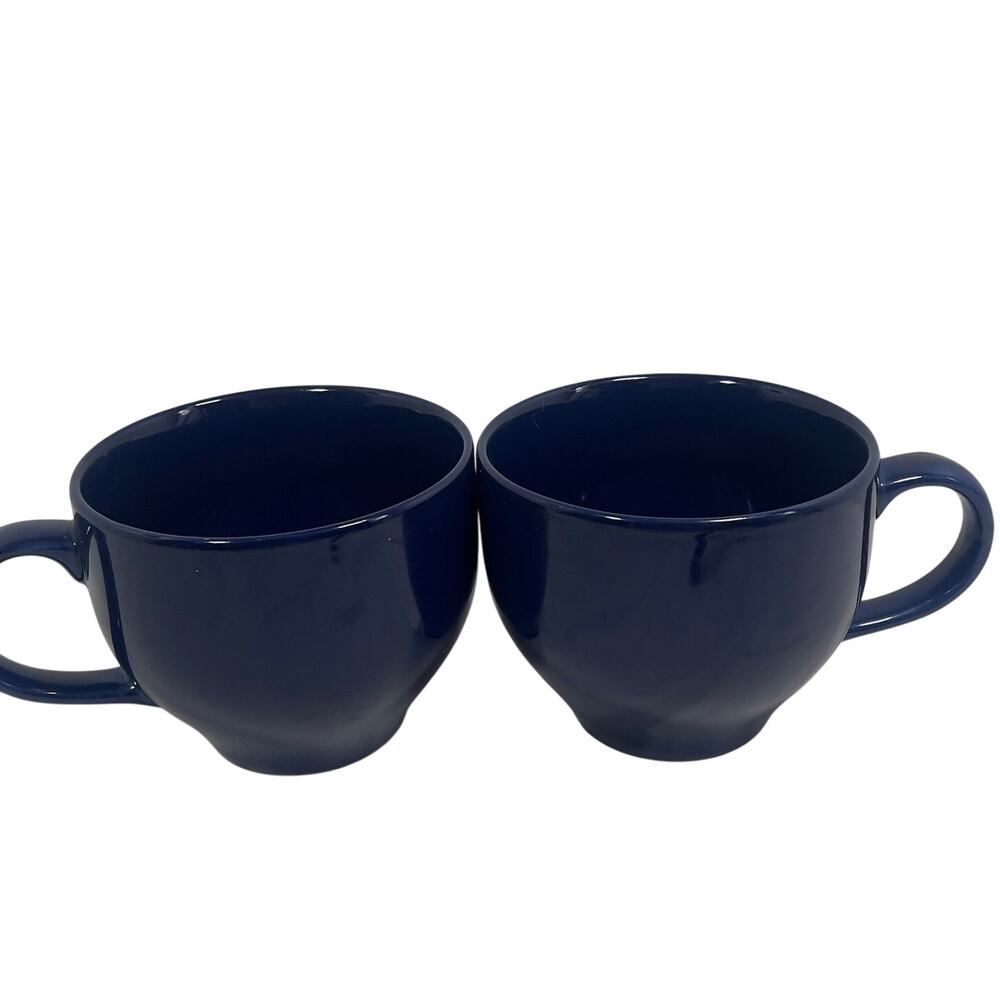 Large Cobalt Blue Cups 20 oz Set of 2 Coffee Soup Mugs No Brand Bistro Style